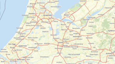 Wegenkaart van een deel van Nederland
