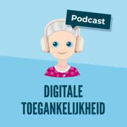 Beeldmerk podcast Digitale Toegankelijkheid met avatar met koptelefoon op