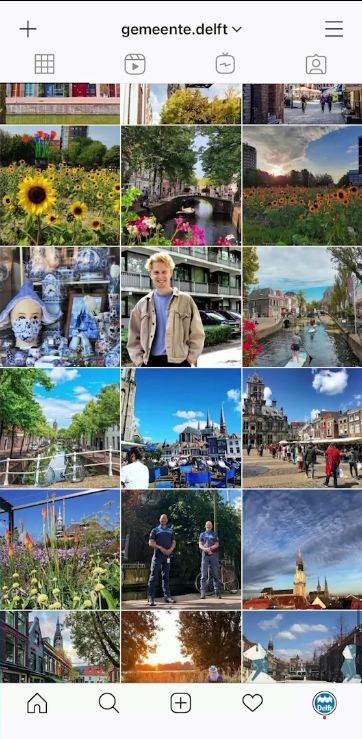 De Instragram-feed van de gemeente Delft