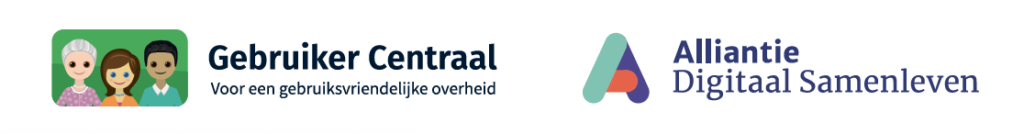 Logo's van Gebruiker Centraal en de Alliantie Digitaal Samenleven.