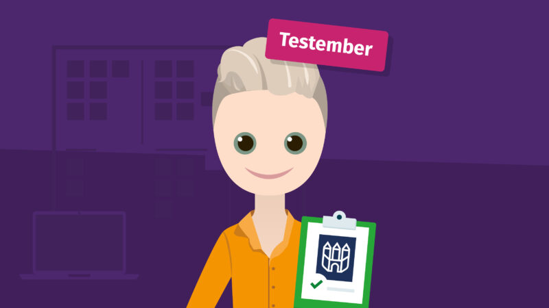 Avatar die gaat testen met klipbord in de hand