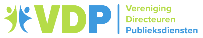 Logo VDP: Vereniging Directeuren Publieksdiensten. Linkt naar homepagina VDP.